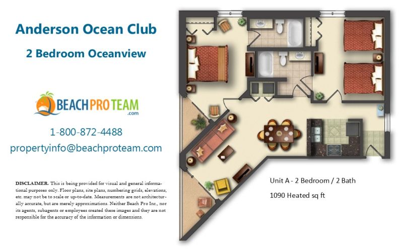 Anderson Ocean Club Floor Plan A - 2 Bedroom Ocean View